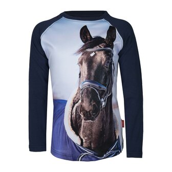 Red Horse t-shirt Pixel blauw