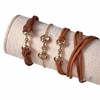 HV Polo armband Jula, set van 3 st cognac