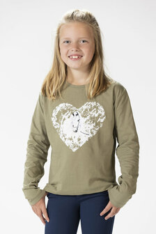 HKM t-shirt met lange mouwen -Horse Spirit- grijsgroen