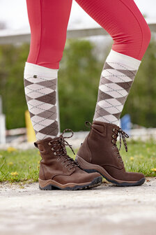 EquiTheme sokken &quot;Argyle&quot; ecru/taupe