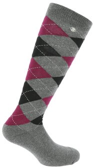 EquiTheme sokken &quot;Argyle&quot; grijs/bordeaux