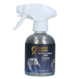 Paardenpraat TV glitter spray zilver 250ml