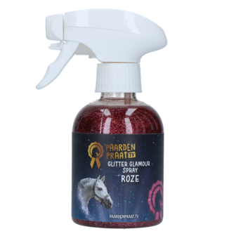 Paardenpraat TV glitter spray roze 250ml