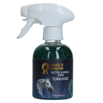 Paardenpraat TV glitter spray turquoise 250ml