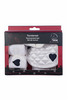 HKM cuddle pony wedstrijd set wit/donkerblauw