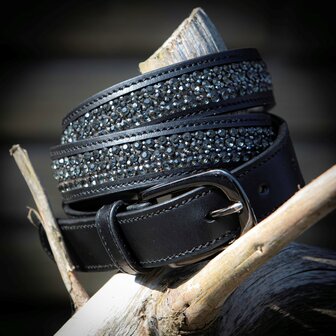 Harry&#039;s Horse leren riem Crystal zwart/gunmetal