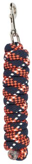 Harry&#039;s Horse halstertouw Mounty met zilveren musketon navy/oranje/wit