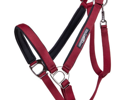 QHP Trekpaard halster Deluxe bordeaux