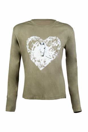 HKM t-shirt met lange mouwen -Horse Spirit- grijsgroen