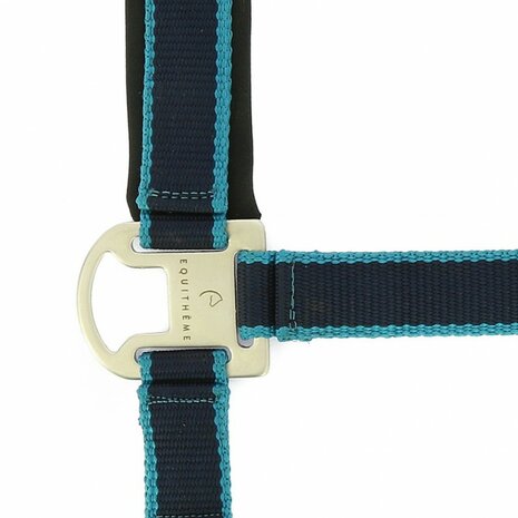 EquiTheme "Satiné" halster met touw marine/turquoise