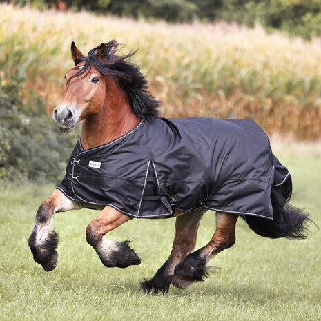 Kavalkade regendeken 0 gram met fleecevoering voor Trekpaarden