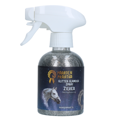 Paardenpraat TV glitter spray zilver 250ml