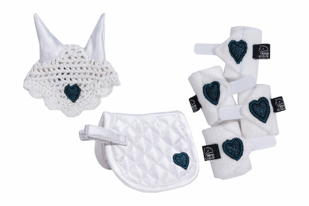 HKM cuddle pony wedstrijd set wit/donkerblauw