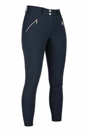 HKM rijbroek Lia High Waist siliconen zitvlak donkerblauw