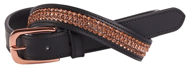 Harry's Horse leren riem Crystal zwart/rosé