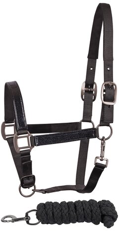 Harry's Horse halster set Metallic II zwart